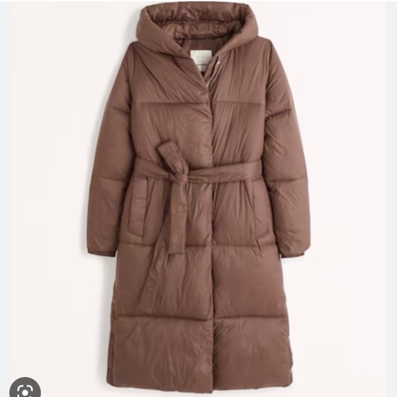 Abercrombie & Fitch Down Air Cloud Puffer in Dark Brown | SZ S - Picture 1 of 3